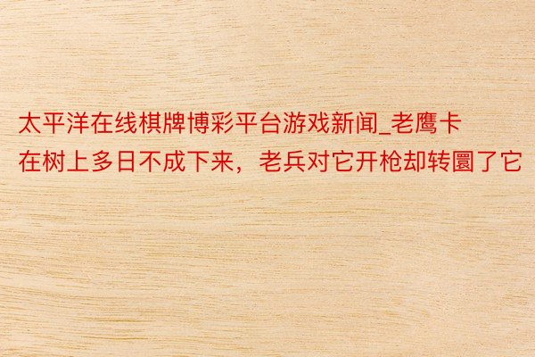 太平洋在线棋牌博彩平台游戏新闻_老鹰卡在树上多日不成下来，老兵对它开枪却转圜了它